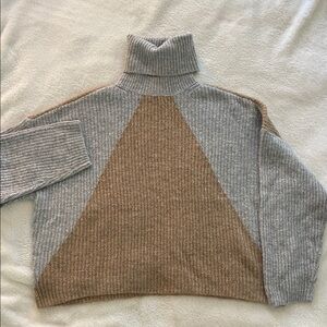 Venus Tan and Gray cropped Turtleneck Sweater
